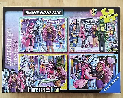 Buy Monster High Dolls Ravensburger Bumper  Puzzle Pack 4x100 Jigsaws New Unopened • 1.99£