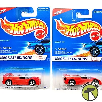 Buy Hot Wheels Lot Of 2 Red Ferrari F50 Die Cast Vehicles 1996 First Editions NRFP • 66.71£