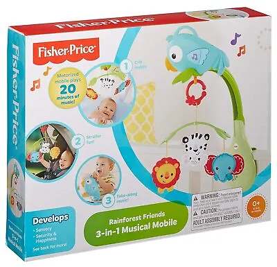 Buy Fisher-Price CHR11 3-in-1 Musical Mobile Rainforest (Box Damaged) • 29.99£