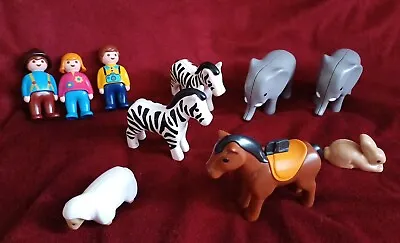 Buy Playmobil 123 Zoo  Farm Animals  & People Bundle Unboxed Qty 10 Pieces Ark Zebra • 9.95£