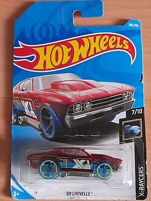 Buy New Hot Wheels '69 Chevelle In Red X-Raycers 7/10 Long Card 280/365 FJW96 • 10£
