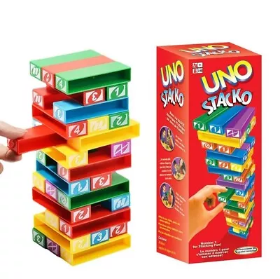 Buy Uno Stacko Stacking Block Game Brand New Unique Family Games Night Fun Puzzle • 14.91£