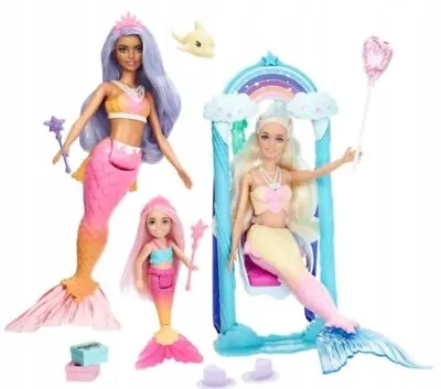 Buy BARBIE CHELSEA MERMAID DOLL SET Of 3 Dolls + Accessories HKB00 Mattel • 71.81£