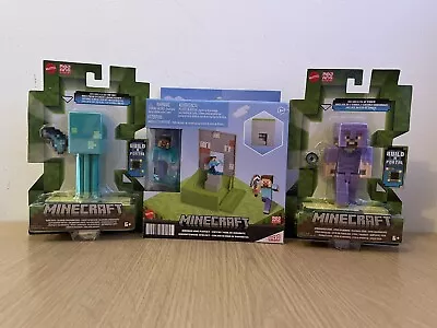 Buy Minecraft Toy Figure X3 Bundle 📦 Playset, Glow Squid & Stronghold Steve [NEW] • 24.99£