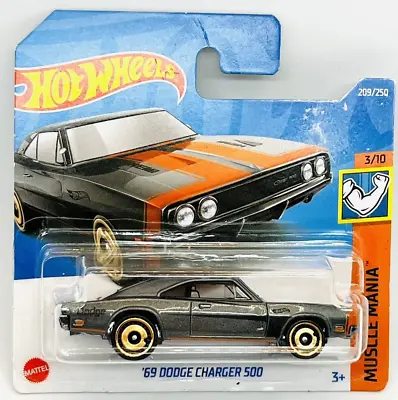 Buy Mattel Hot Wheels 09/250  Muscle Mania  3/10 '69 Dodg Charger 500 In Grey, Moc! • 2£