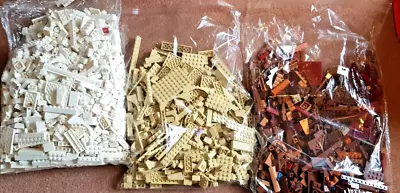 Buy Job Lot Of Genuine Lego - 3 Large Bags - 2.5kg Total - White , Brown , Beige VGC • 12£