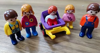 Buy Playmobil 123: Family Of Five Figures Mum Dad Boy Girl And Baby • 6£