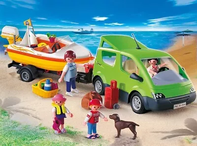 Buy Playmobil Family Van With Boat And Trailer Kids Traveling Playset 4144 Playset • 21.99£