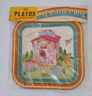 Buy 'vintage My Little Pony Party Cardboard Plates Lot Hasbro Argentina 1985 • 35.99£