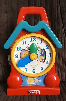 Buy Fisher Price Musical Wind Up Clock 1994 Red Blue Moving Hands  • 14.99£