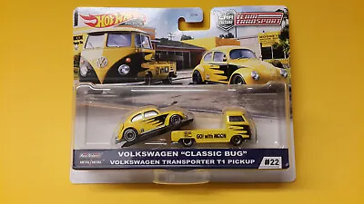 Buy Hot Wheels Premium Real Riders #22 Vw Classic Bug With Vw T1 Pick Up Mooneyes • 39.99£