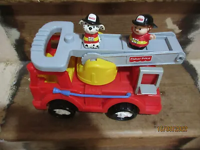 Buy Fisher Price Pushalong Fire Engine Bell Rings Play Figures Man Dog Moving Ladder • 14.99£