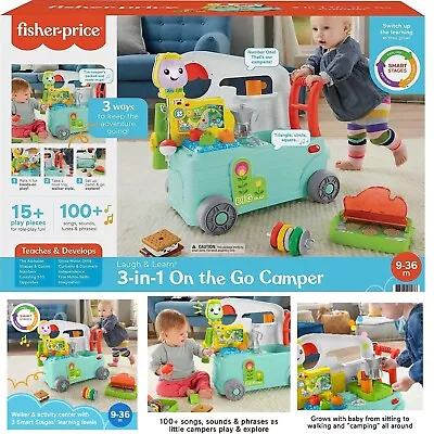 Buy Fisher-Price Laugh & Learn 3-in-1 Camper Push Along Baby Walker Activity Center • 94.48£
