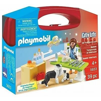 Buy PLAYMOBIL 5653 City Life Collectable Small Vet Carry Case 39 Piece Age 4 + NEW • 12.99£