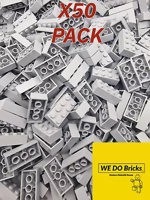 Buy LEGO 3001 2X4 Bricks Bundle X50 LIGHT BLUISH GREY Building Blocks • 12.99£