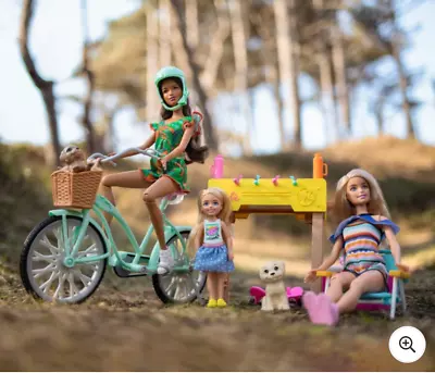 Buy Barbie Holiday Fun Set With 3 Dolls, Bicycle And Accessories Girls Playset Toys • 36.99£