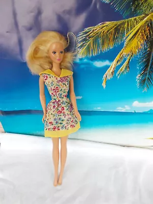 Buy Barbie Doll, With Yellow Floral Dress, Long Blonde Hair • 17.22£