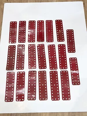Buy 20 Meccano 3 X 11 Hole Flexible Metal Plates Part 189 Mid Red Without Slots MMIE • 8.99£