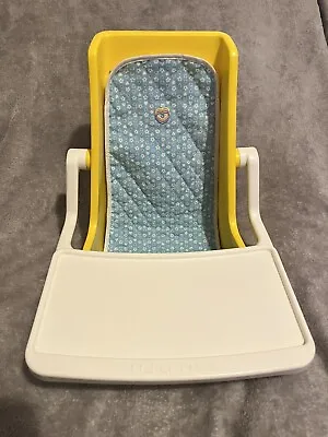 Buy Vintage Fisher Price Dolls High Chair - 1984 (yellow, White & Blue) • 25£