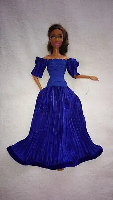 Buy Barbie Dolls Dress Royal Blue Princess Queen Evening Ball Gown Wedding Dress K01 • 12.48£