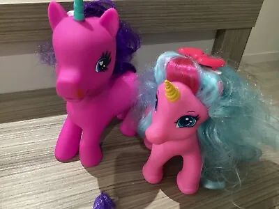 Buy Set Of 2 Pink Unicorn My Little Pony Figures With 3 Hair Clips • 2.99£
