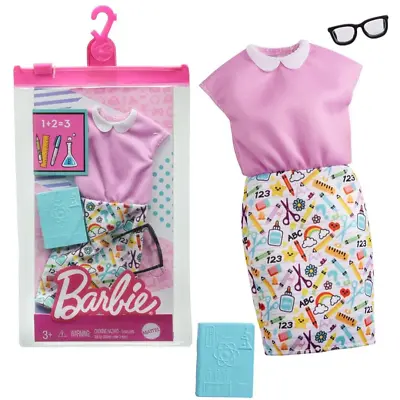 Buy Barbie Career Outfit Clothes & Accessories Mattel - Teacher Pink Shirt & Skirt • 11.99£