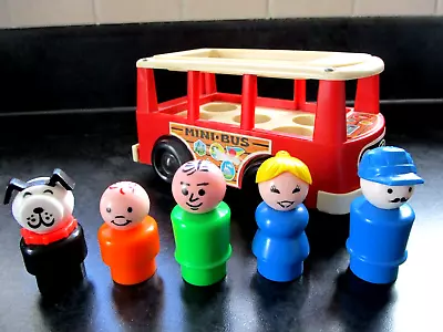 Buy Vintage Fisher Price Mini Bus With Stickers Little People 1969 Lucky The Dog • 16.50£