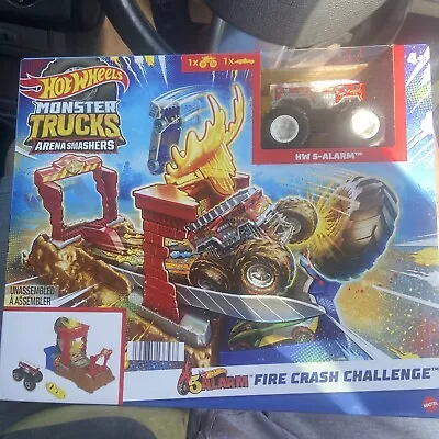 Buy Hot Wheels Monster Trucks Arena Smashers Fire Crash Challenge Playset • 22£