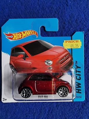 Buy Rare Hot Wheels FIAT 500 Dark Metallic Red Short Card HW City 2014 • 11£