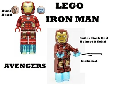 Buy LEGO IRON MAN Dual Head Blue Face Ironman Solid Helmet Avengers Minifigure Hero • 16.94£