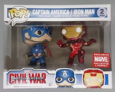 Buy Funko POP [2 Pack] Captain America/Iron Man (Action Pose) Marvel Damaged Box • 29.99£