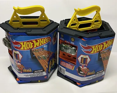Buy (2) LOT PACK Hot Wheels Track Builder Roll Out Raceway + 1 Car & Stores 80 Cars • 100.41£