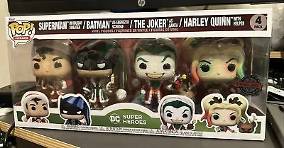 Buy Pop! Holiday Superman Harley Quinn Joker Santa And Scrooge Batman - 4-pack... • 3.20£