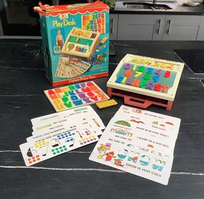 Buy Vintage 1972 Fisher Price Play Desk 176 With Cards, Letters, Numbers & Orig. Box • 39.99£