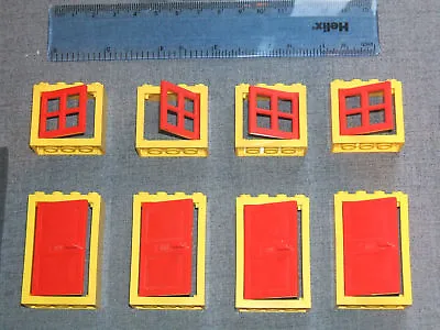 Buy LEGO 8 Large Windows And Doors With Frames And Shutters - Yellow And Red • 4.99£
