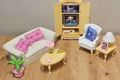 Buy Barbie Living Room Furniture Accessories Folding Pretty House Sofa Armchair Table 90s  • 61.76£