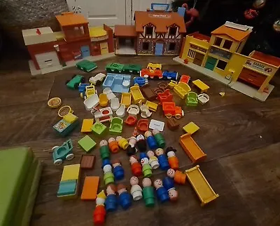Buy Vintage Fisher Price Little People Play Family House And Villiage + Accessories • 60£