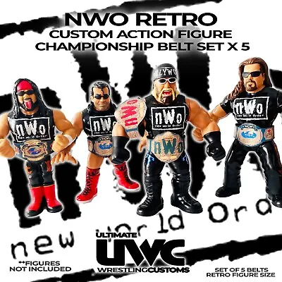 Buy WWE RETRO NWO Custom Belt Set X 5 For Mattel & Hasbro Figures • 9.99£