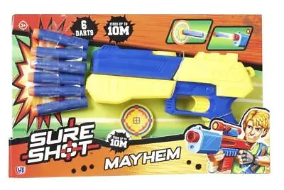 Buy Sure Shot Mayhem Gun Pump Foam 6 Darts Blaster Target Pistol Set Nerf Compatible • 5.95£