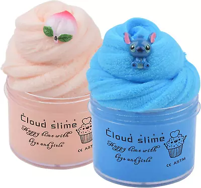 Buy Keemanman 2 Pack Cloud Slime Kit With Blue Stitch And Peach Charms, Scented DIY • 11.58£