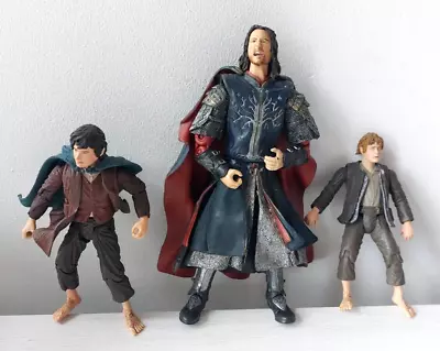 Buy Lord Of The Rings Bundle Of Action Figures Aragorn, Frodo And Samwise Hobbits • 11.49£