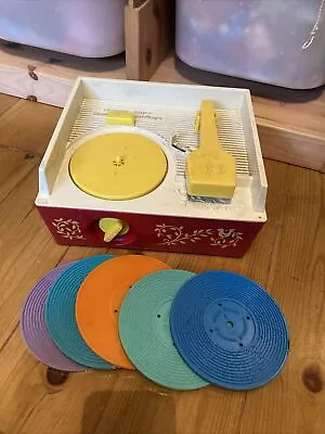 Buy Vintage Fisher Price Music Box Record Player Wind Up 1971 + 5 Discs  • 50£