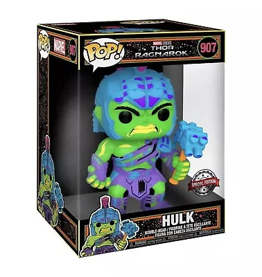Buy Funko Pop! 10  Jumbo Marvel Thor Ragnarok Hulk Black Light Special Edition 907 • 20£