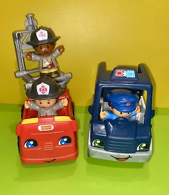 Buy Fisher Price Little People Police Car & Fire Engine Bundle With 3 Figures • 15.99£