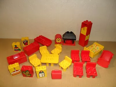 Buy DUPLO LEGO FURNITURE SET (For Dolls House,Chairs,Table,Bed,Fire Place,Bath) • 8.99£