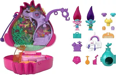 Buy POLLY POCKET TROLLS Poppy And Branch Playsset With 2 Figures And 13 Accessories HKV39 • 17.63£