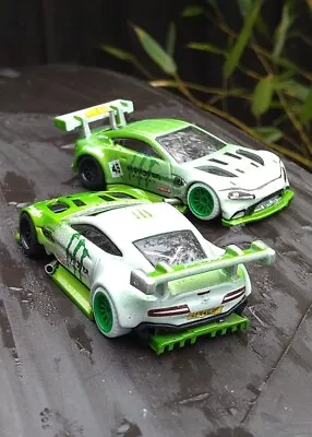 Buy ASTON MARTIN Vantage GT2 Monster Energy By Hot Wheels Modified Real Riders  1:64 • 0.99£