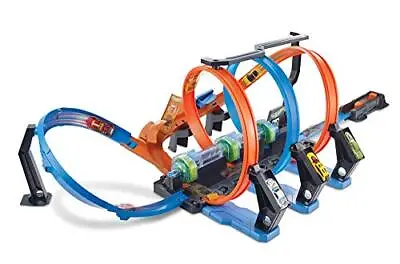 Buy Hot Wheels Track Set And Toy Car, Large-Scale Motorized Track With 3 Corkscrew • 85.99£