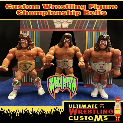 Buy WWF Retro Custom Ultimate Warrior Wrestling Belt Set X 3 For Hasbro Figures • 7.99£
