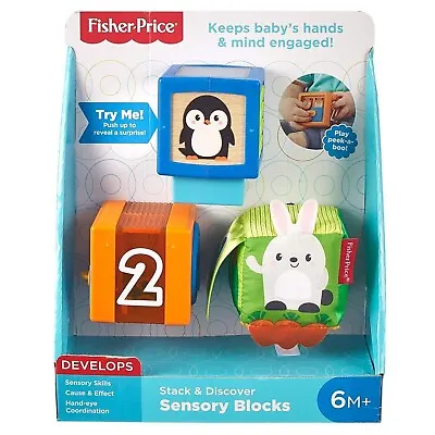 Buy Fisher-Price Stack & Discover Sensory Blocks Baby Toddler Educational Gift • 16.89£